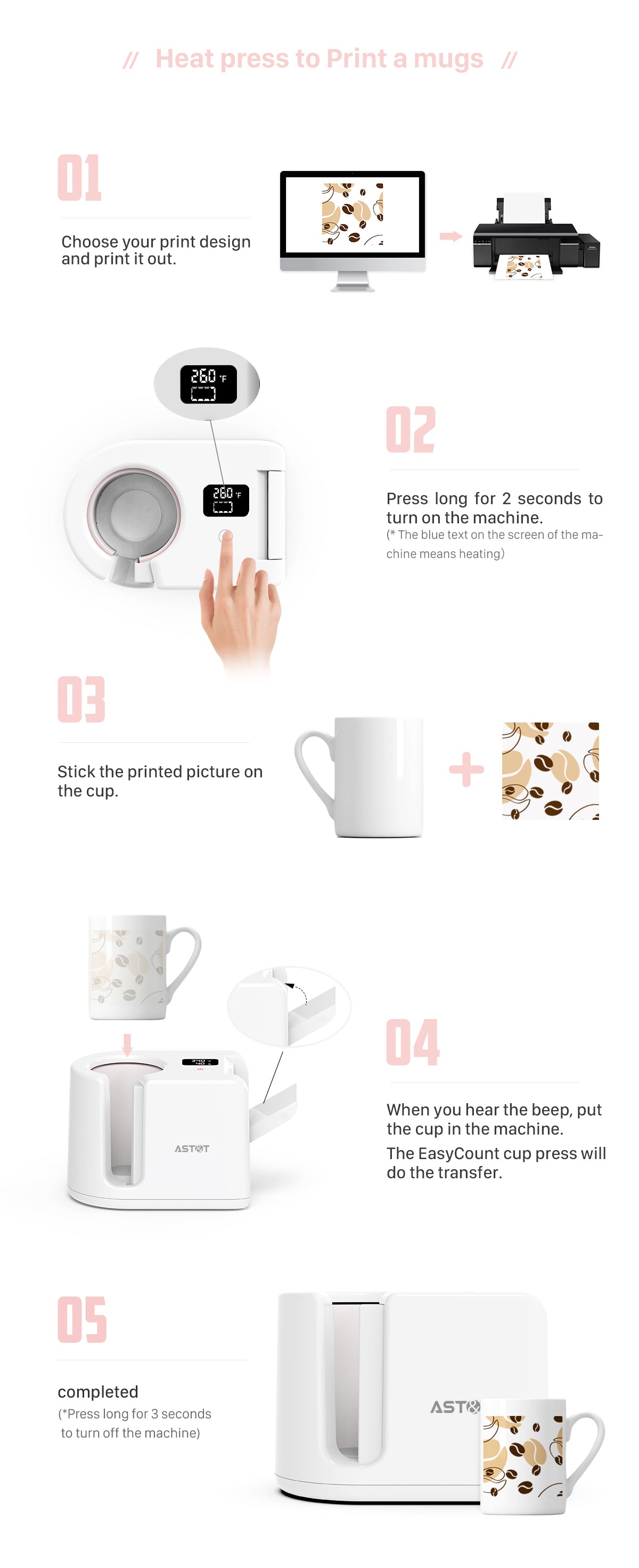 MHP1 Commercial Smart Mug Heat Press - 30-60s Fast Sublimation for 11oz Custom Branded Mugs