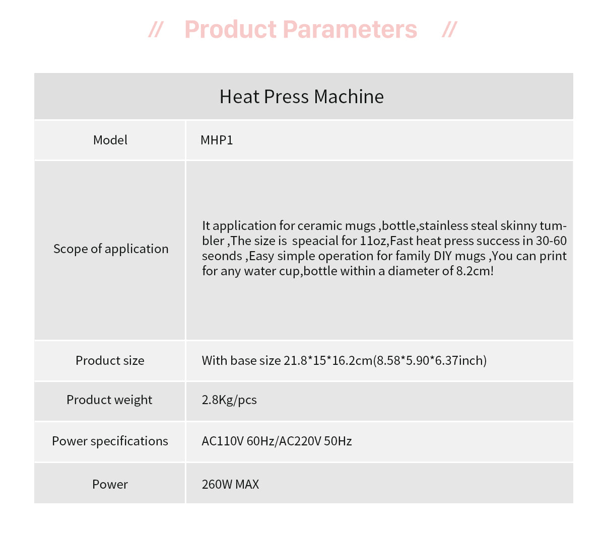 MHP1 Commercial Smart Mug Heat Press - 30-60s Fast Sublimation for 11oz Custom Branded Mugs