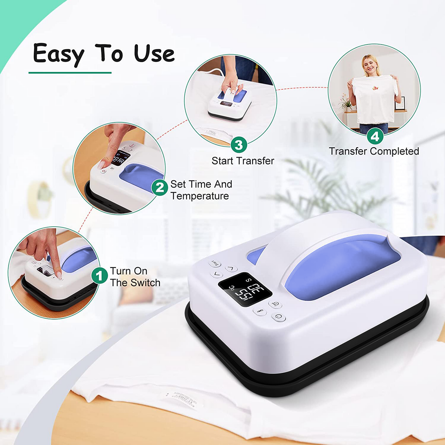 HP6 Smart Mini Heat Press 7"x4.8" | Portable Commercial-Grade Heat Press for Small Business &amp; Wholesale