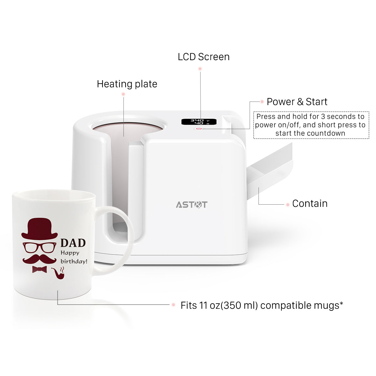 MHP1 Commercial Smart Mug Heat Press - 30-60s Fast Sublimation for 11oz Custom Branded Mugs