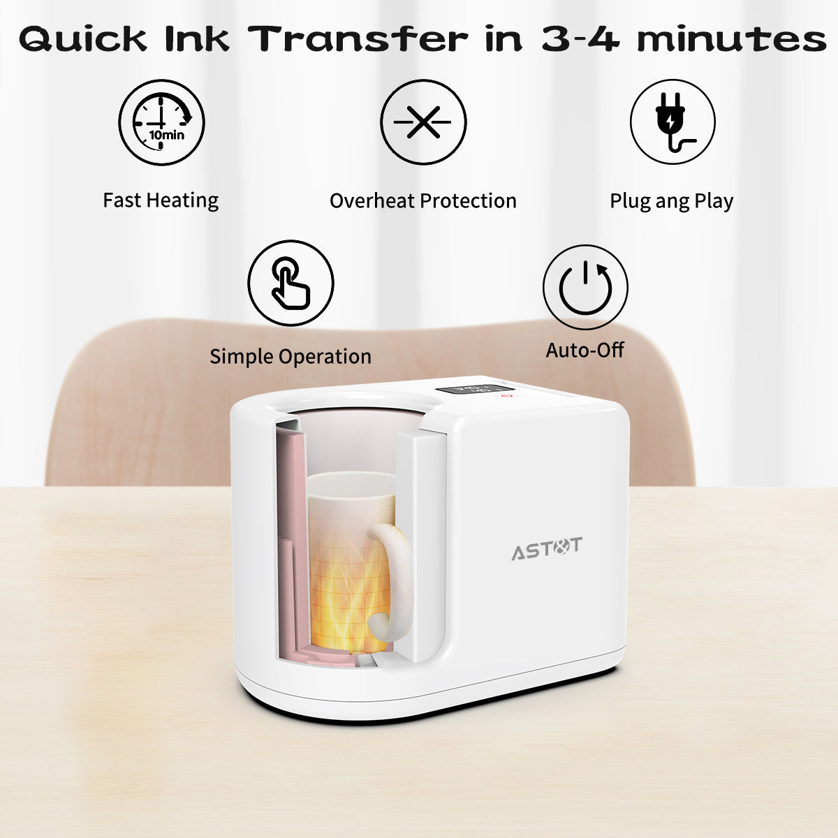 MHP1 Commercial Smart Mug Heat Press - 30-60s Fast Sublimation for 11oz Custom Branded Mugs